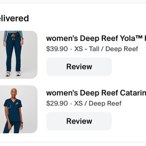 Figs scrub top and pants Deep reef color.